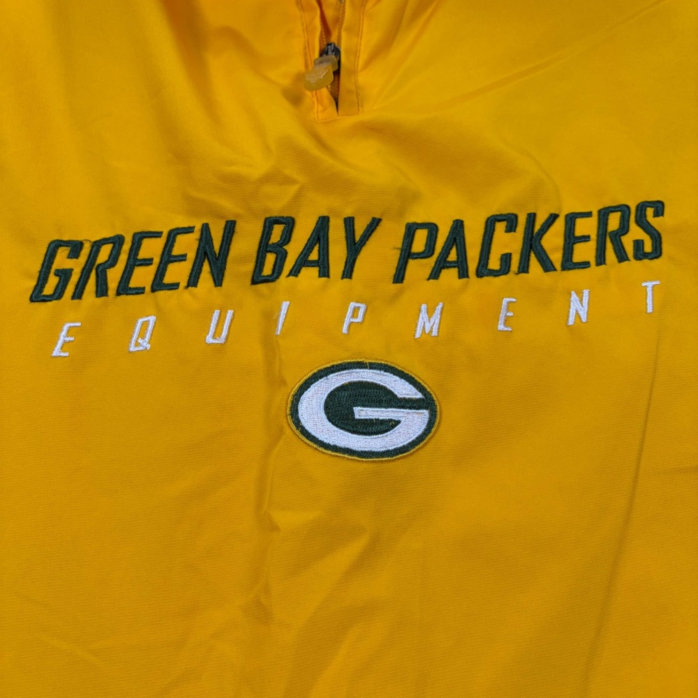 Reebok NFL Green Bay Packers Equipment Quarter Zip Windbreaker Yellow Mens M - Picture 5 of 14